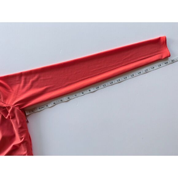 Halston Giana Asymmetrical One Shoulder Long Sleeve Jersey Dress in Orange Sz 0 - Picture 14 of 14